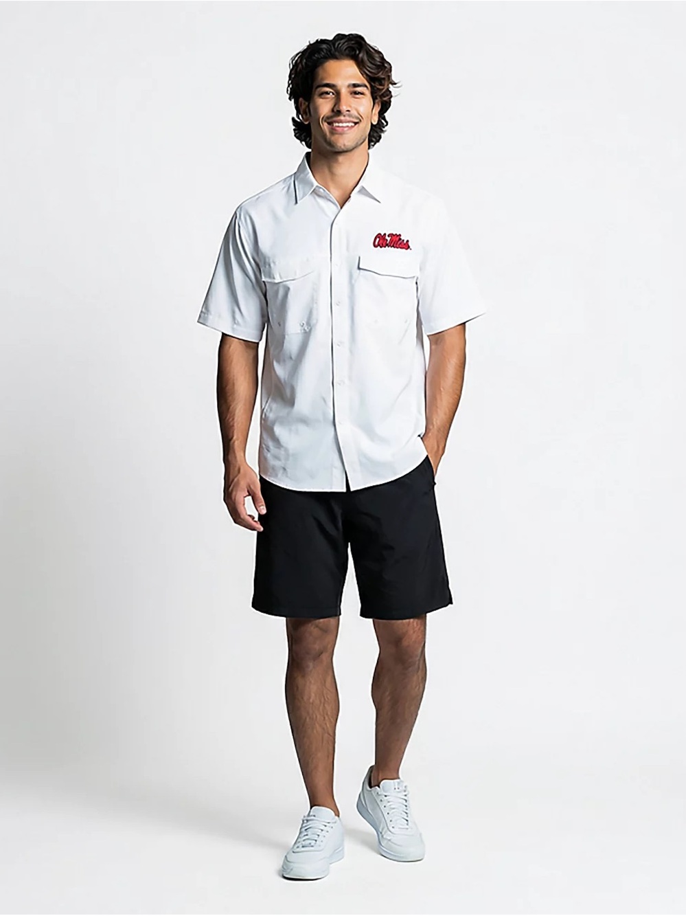 Antigua Ole Miss Rebels White Performance Fishing Shirt Large NWT